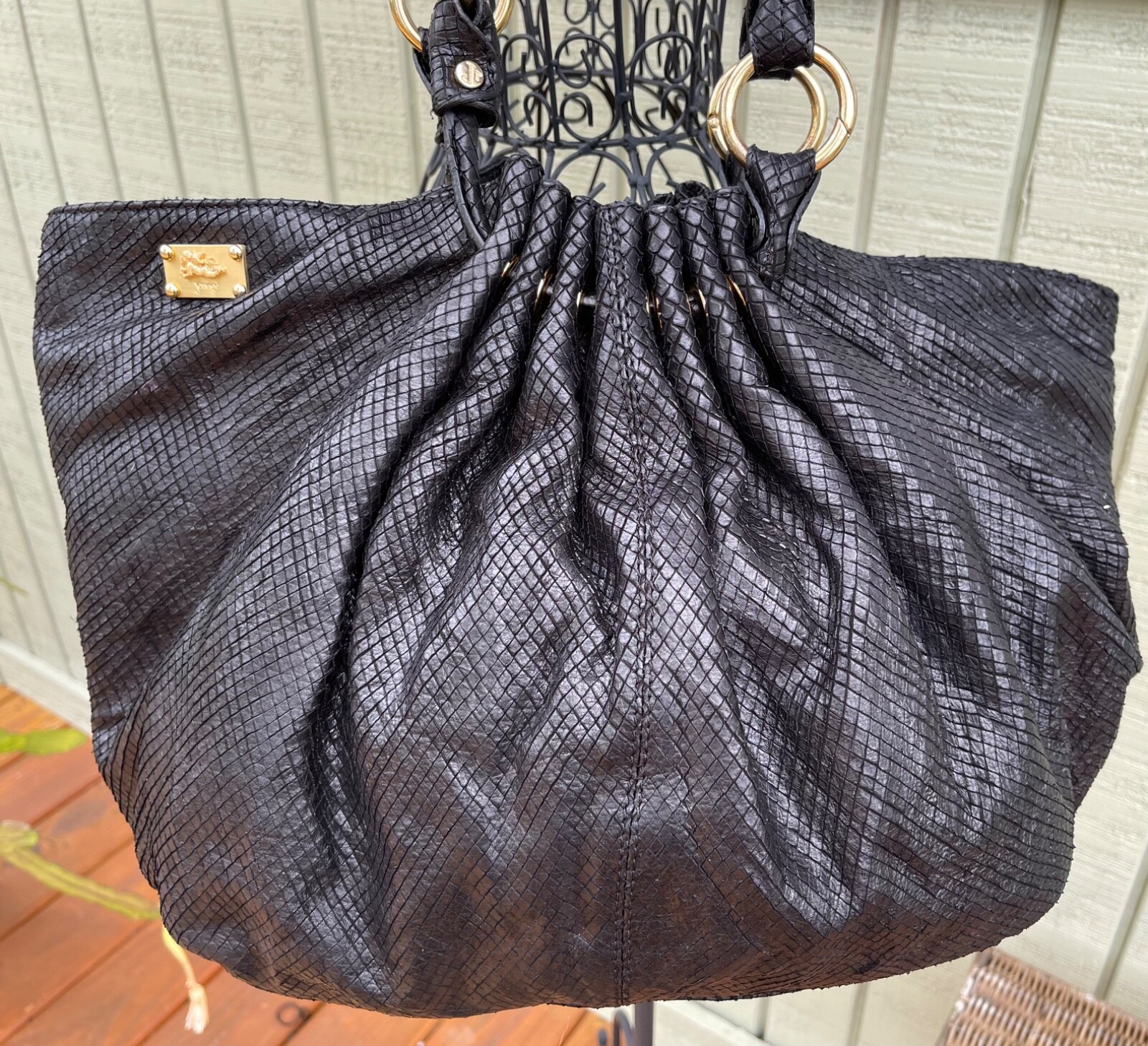 Jenrigo Italian Black Python Embossed Italian Lea… - image 9