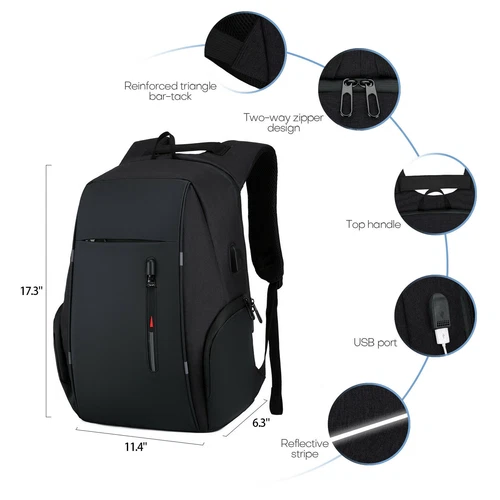 17" Oxford Anti-Diebstahl Laptop Rucksack Reise Business Schule Buchtasche mit USB-Anschluss - Bild 6 von 44