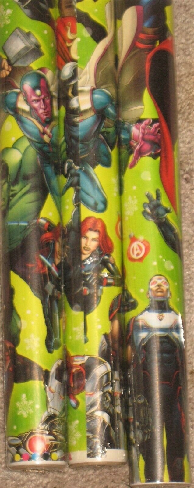 NEW Marvel Avengers Christmas Gift Wrapping Paper 3 Rolls=60 sqft Made in USA