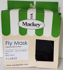 Mackey Bee Mine Fly Mask for Horses w/Fleece Binding Protection - Size XL - New