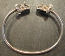 Sterling Elephant Head Bangle Bracelet Lucky Trunk Up 11.8 Grams 925