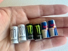 6 pcs set miniature dollhouse energy soft soda drink red bull monster 1:12