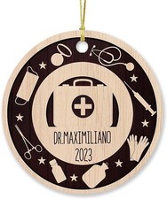 Christmas Ornament Gift for Doctor, Custom Doctor Keepsake Present for Cowork...