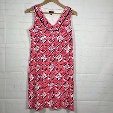 Talbots Sleeveless Floral Dress Womens Size Petite Petite Pink V Neck Cotton