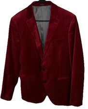 JF J Ferrar Slim Evening Velvet Blazer Structured Jacket Prom Red Retro Men  s 38