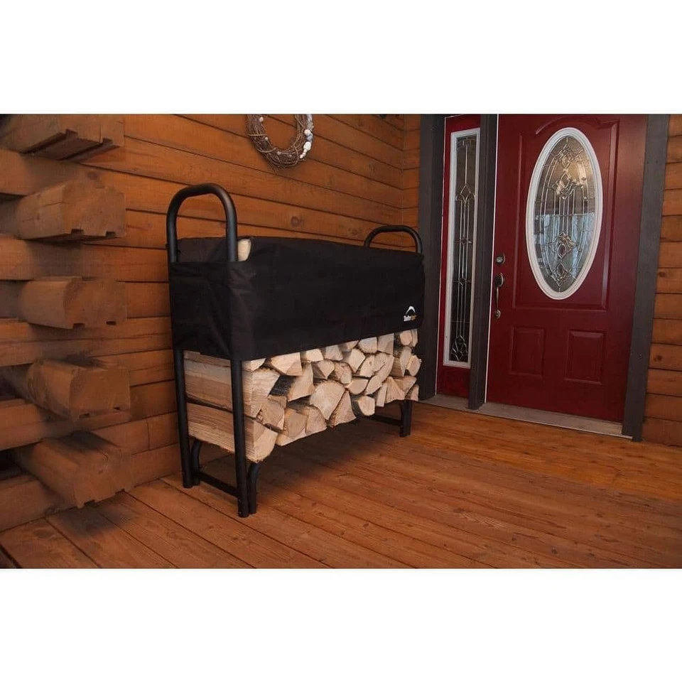 4 ft. H x 4 ft. D x 1 ft. W Firewood Rack with Black Powder-Coated Finish and 2- - Image 2 of 4