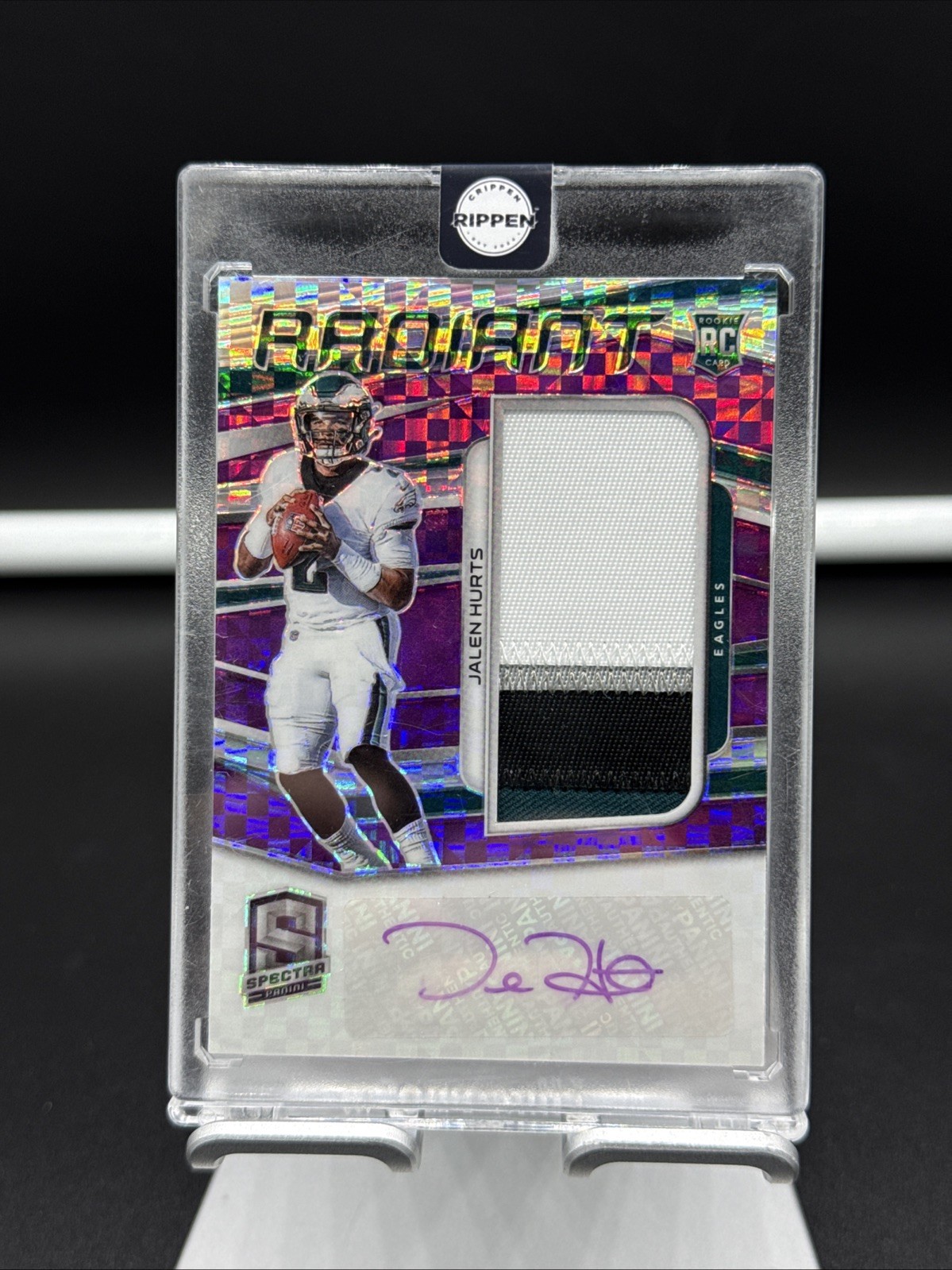 2020 Panini Spectra - Radiant RPA Jalen Hurts - 21/30 Purple - 4 Color Patch