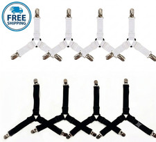 4x Bed Sheet Holder Straps Adjustable Elastic Mattress Cover Fasteners Clips Set
