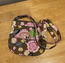 Vera Bradley Olivia Pink Saddle Hipster Purse Crossbody Green Floral