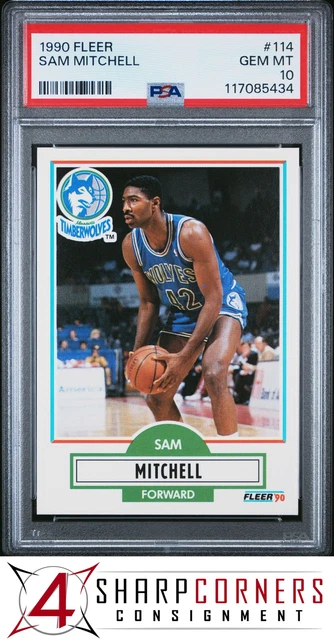 1990 FLEER #114 SAM MITCHELL RC TIMBERWOLVES PSA 10