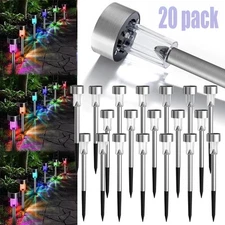 20 Pack Solar Garden Lights Outdoor Yard Lawn Stainless Steel LED Landscape Lamp