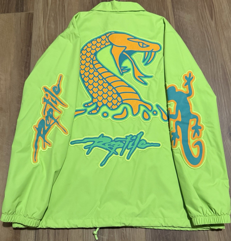 RTFKT x Clone X Reptile Coach Jacket Green Large Embroidered Graphic Print