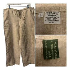 Hemp 100% Ecru CannaBliss Drawstring Loose Pants Romania Cannabis Sativa Men’s S