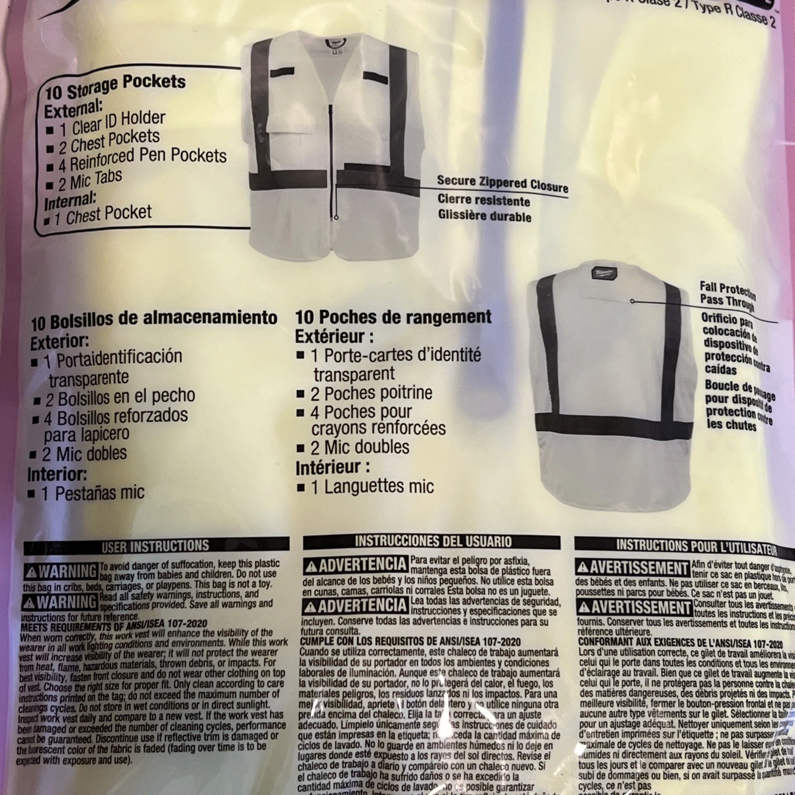 2 PACK Milwaukee 48-73-5021 Class 2 Safety Vest - 10 Pockets - SIZE S/M - Sealed image 4