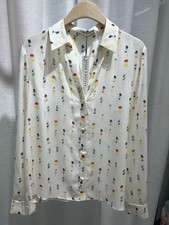 Women Alice  Olivia Silk Floral Loose Long Sleeve Blouse Top