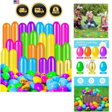 150 Pcs Easter Eggs Empty, 2.36" Plastic Easter Eggs Bulk Fillable with 12 Go...