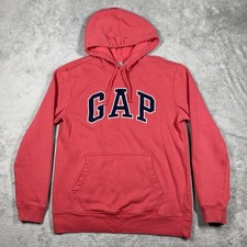 Gap Hoodie Womens S Pink Pullover Hooded Pockets Fleece Logo Crewneck Casual