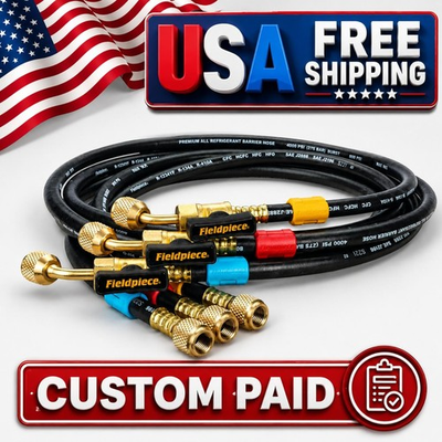 #ad Fieldpiece HR3B Ball Valve Hose Set 5ft HVAC Refrigerant Hoses 3 Pac $75.99