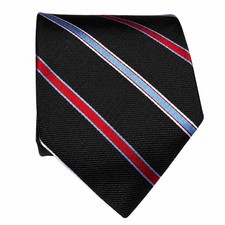 Brooks Brothers 346 Mens Silk Tie Black Red Blue Striped Repp Necktie USA Made
