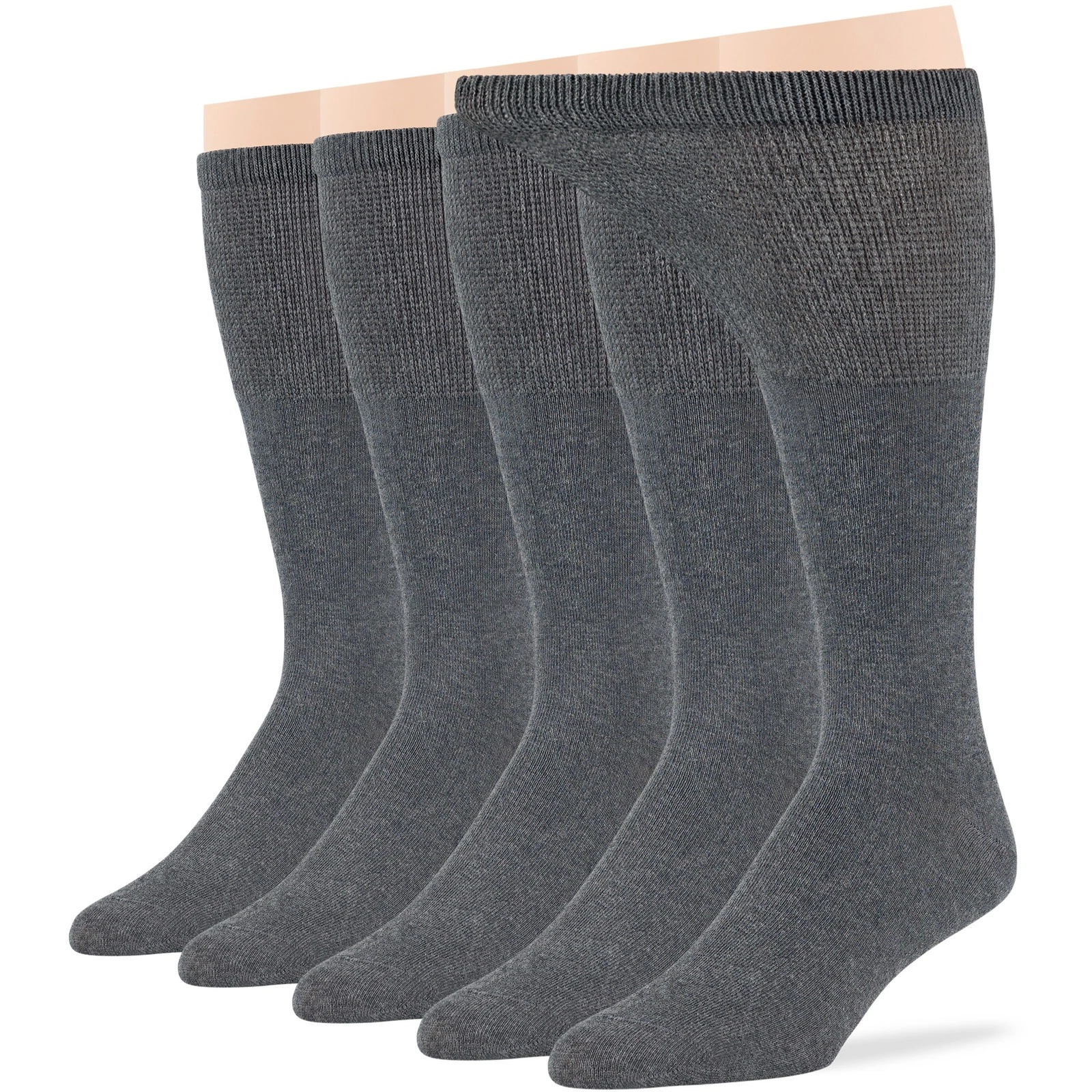 Men Diabetic Fashion Cotton Solid Mid-Calf Socks-5 Pack 10-13 XLarge Dark Grey