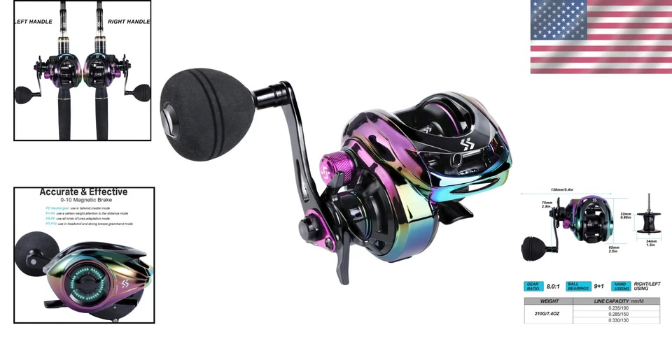 Baitcaster ligero Panther DG: diseño óptimo de potencia y comodidad de 10 rodamientos Foto 2 de 4
