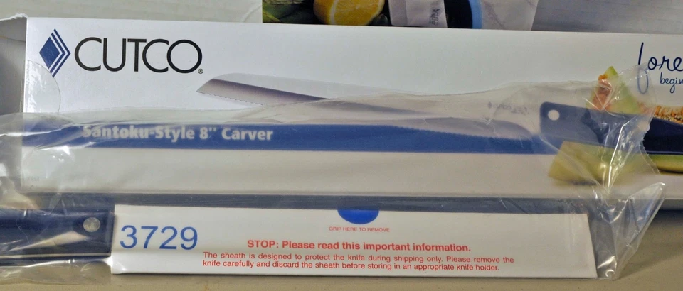 Cutco Santoku Style Trimmer 8" Serrated Blade Classic Black 3729 NIB Sealed - Image 2 of 4