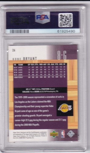 Upper Deck Hardcourt 2000 NBA Basketball No. 26 Kobe Bryant PSA 10 GEM MINT - Bild 2 von 2