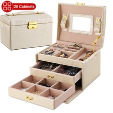 3 Layer PU Leather Jewelry Box Watch Case Box Organizer Jewelry Display Drawer