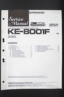 Pioneer KE-8001F Car Cassette Fm/Am Tuner Service Manual/Wiring Diagram