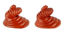 Pair Vtg 1970s Viking Glass Ram's Horn Candle Holders Persimmon Orange #6943