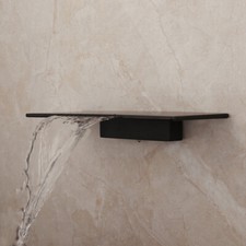 Wall Mounted Waterfall Bathroom Faucet Spout Black Finish