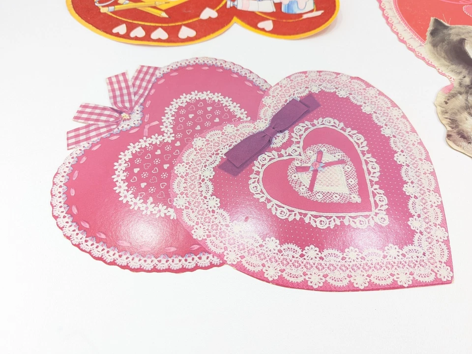 4 recortes troquelados de San Valentín Eureka decoración vintage flocada Foto 4 de 4