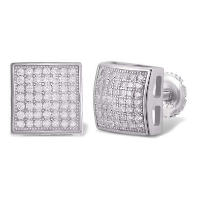Einzelner Ohrring Gold 14K Vergoldete Hip Hop Ohrstecker – 925 Sterlingsilber Mit Eis-Cluster, 20 CZ Steine, Für Herren Sterlingsilber Ohrringe Hip Hop