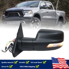 Power Textured Black Mirror For Ram 1500 2019 2020-2022 Left Heated Signal Lamp