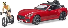 Toys - Recreational Realistic Roadster Car with Bicycle Rack and Road Bike with