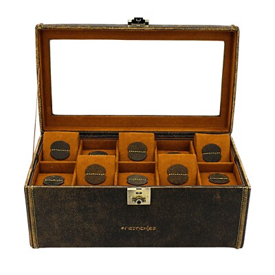 UHRENBOX / UHRENKOFFER FÜR 20 UHREN aus echtem Leder im Vintage-Look, neu&OVP 