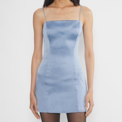 aritzia blue silk dress Miracle Satin Dress