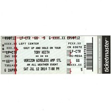 TOBY KEITH & COLT FORD & CRYSTAL KEITH Concert Ticket Stub ST LOUIS 7/12/14 Rare