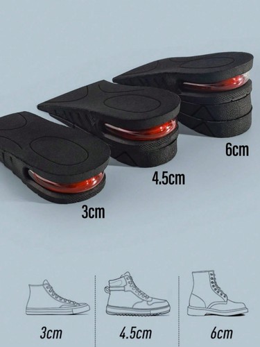 Men Women Invisible Height Increase Insoles Heel Lift Taller Shoe Inserts Pad - Picture 2 of 9
