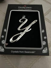 HARVEY LEWIS SILVER INITIAL LETTER 'Y' WITH SWAROVSKI CRYSTALS ORNAMENT - NEW