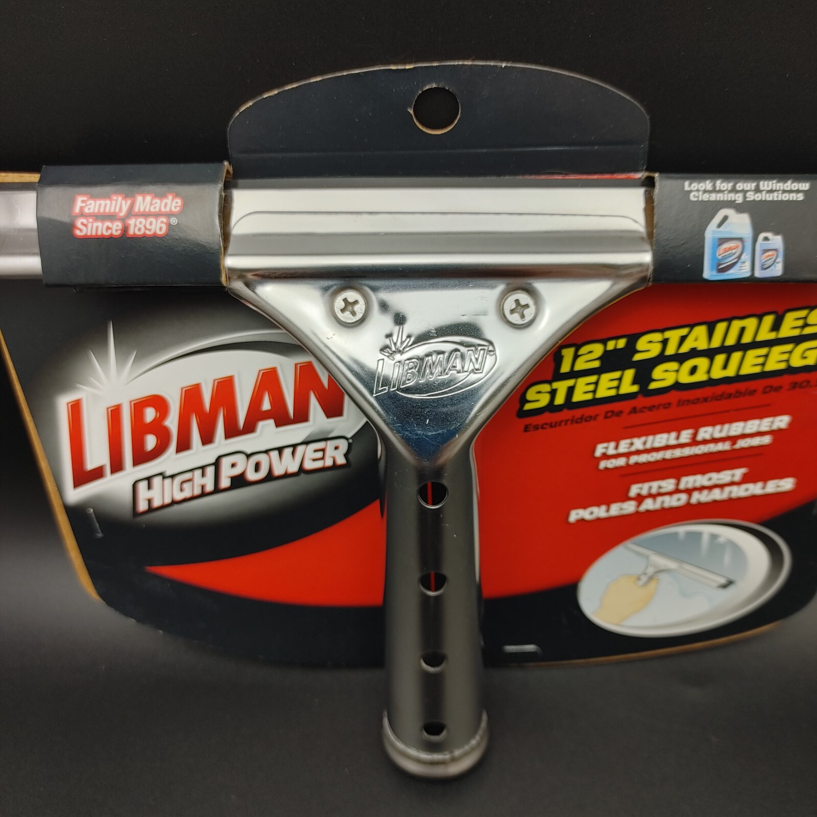 Libman 12" Squeegee High Power Flexible Rubber Stainless Steel Home & Commercial