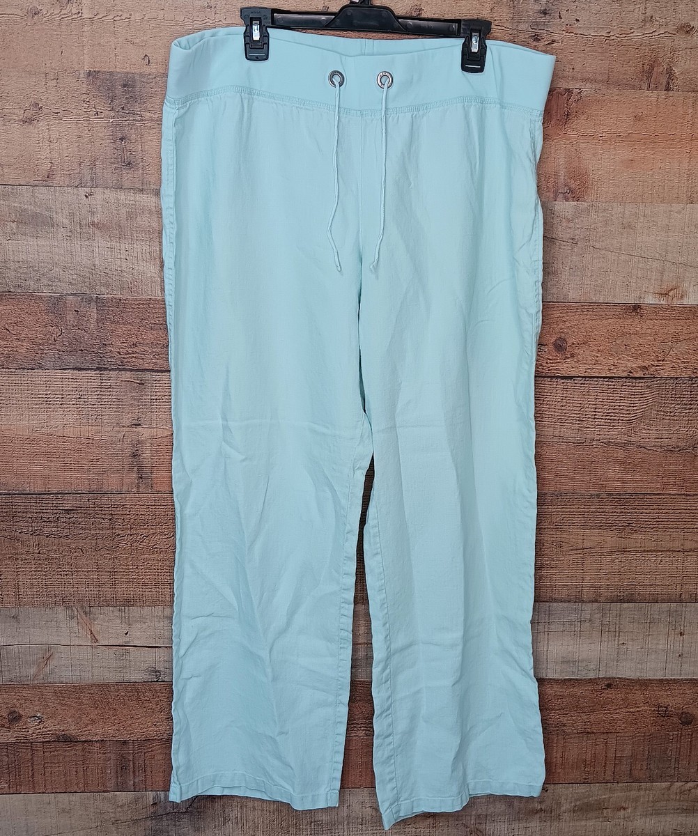 Orvis Pants Light Baby Blue 100% Linen Wide Leg Lightweight Boho Hippie  Bohemian