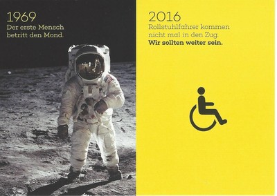 Postkarte Weg mit den Barrieren! 1969 Der erste Mensch betritt den Mond. - 2016