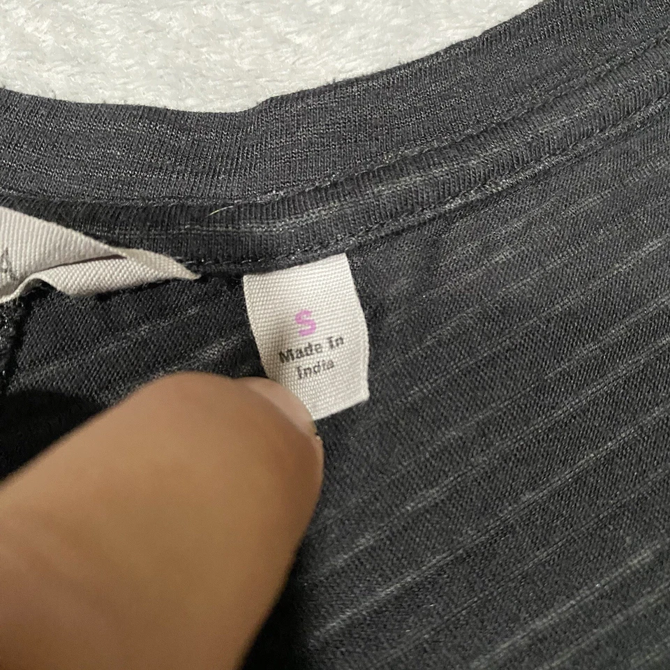 Athleta Illuminate TShirt Size S Black Semi Sheer Striped Lightweight Gym Yoga - Image 3 of 4