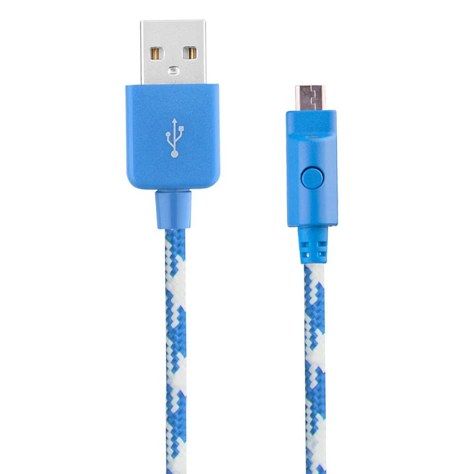 Verizon Braided Blue Micro-USB Charging Data Cable w/LED for Samsung LG Motorola - Image 2 of 4