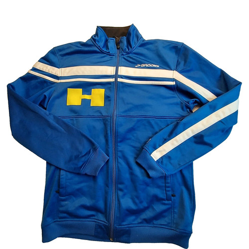 Brooks Mens Track Jacket Medium Blue w/ H Logo Equilibrium Technology Full Zip