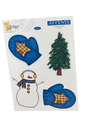 O Scrap! Accents Snowman & Mittens Die Cuts Acid-Free Holiday Craft Supplies