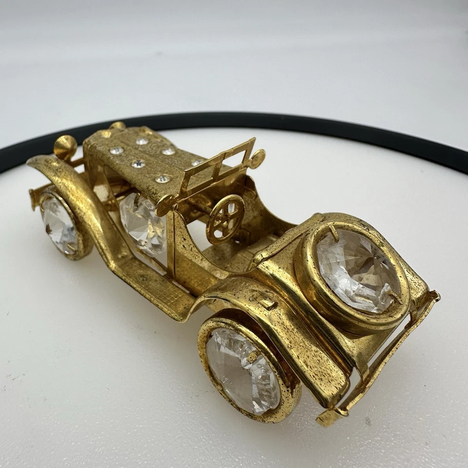 Estatuilla vintage austriaca de cristal Roadster Car chapada en oro de 24 quilates SWARVOSKI Foto 3 de 4