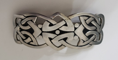 St Justin Pewter Hair Clip Barrette Celtic Design, 3.5 