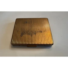 Mid-Century Gold Tone Metal Compact